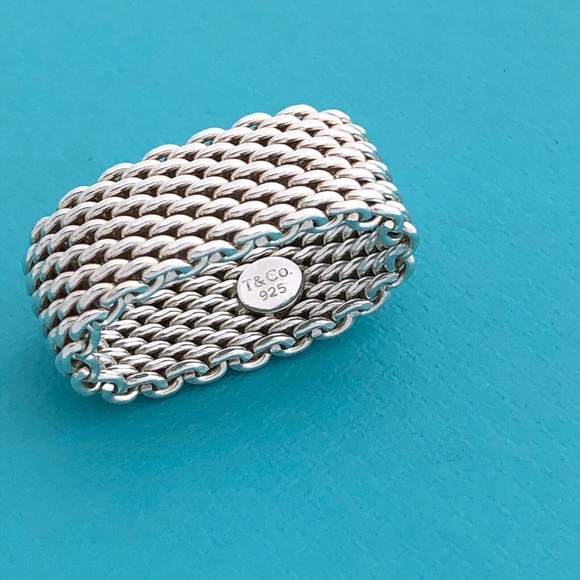 Size 5 Tiffany & Co Somerset Mesh Basket Weave Ring in Sterling Silver